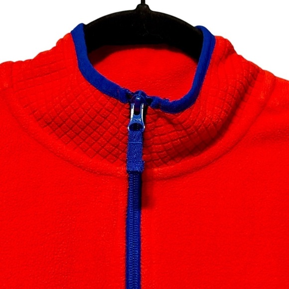 LANDS’ END Breathable Grid Fleece Full-Zip Orange Blue Jacket Size Medium - Picture 5 of 12